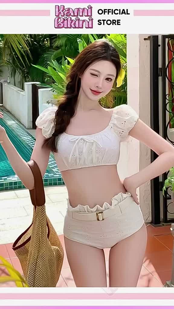 Set Bikini 2 Chi Tiết đi biển Kèm Dây Đai chất liệu thun thêu mềm mại , Bikini đi biển thiết kế sang chảnh <48kg - H18 | BigBuy360 - bigbuy360.vn