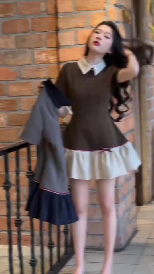 (Hàng chuẩn loại 1) Váy Thiết Kế Polo Cổ Sơ Mi Phối Xòe Thêu Nơ Cao Cấp Bun22 | BigBuy360 - bigbuy360.vn