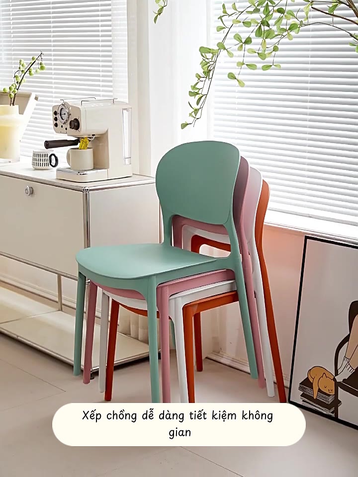 Ghế nhựa bàn ăn văn phòng, Ghế tựa lưng kiểu dáng sang trọng, trọng lượng nhẹ, dễ dàng vệ sinh | BigBuy360 - bigbuy360.vn