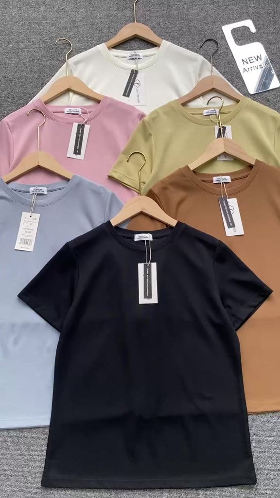 Áo Thun nữ cổ tròn cộc tay ELY Cotton interlog không nhăn mát may kỹ áo phông đẹp Freesize ELY300. | BigBuy360 - bigbuy360.vn