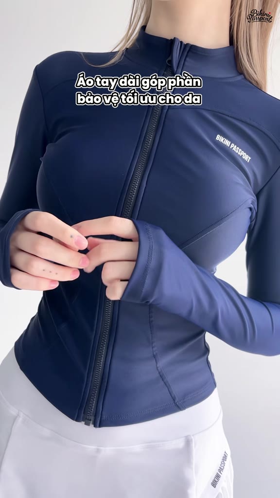 Áo bơi kín nữ tay dài có khoá chống UV đi bơi - Bikini Passport - BS525_NV | BigBuy360 - bigbuy360.vn