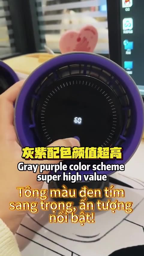 Quạt Kẹp Bàn Mini Tích Điện Màn Hình LCD Cảm Ứng 100 Cấp Độ Siêu Mát Không Ồn Xoay 720 Độ Pin Trâu | BigBuy360 - bigbuy360.vn