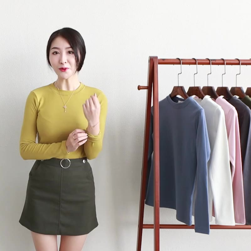 Áo thun CRLNHC tay dài cổ tròn màu trơn thời trang mùa thu cho nữ dày dặn mềm mịn chất thun | BigBuy360 - bigbuy360.vn