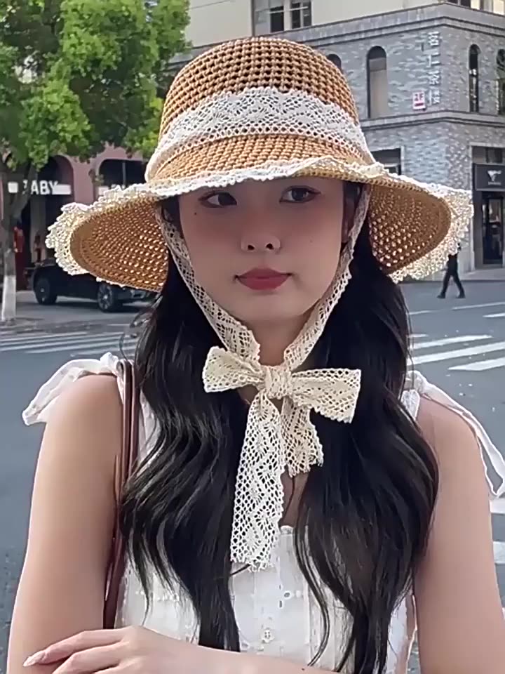 Mũ Cói Đi Biển Kahats Rộng Vành Phối Ren Xinh Xắn Cho Nữ Gấp Gọn Tiện Lợi Không Bị Mất Form | BigBuy360 - bigbuy360.vn