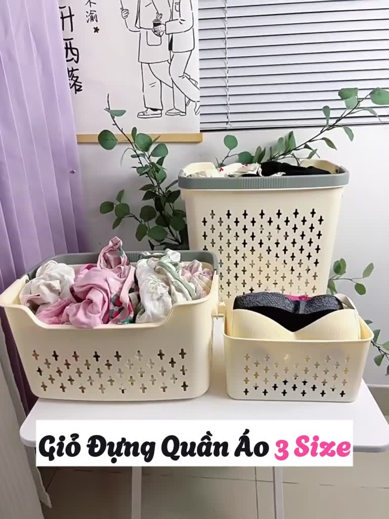 Sọt Đựng Quần Áo Bẩn, Giỏ Nhựa Đựng Đồ Giặt Cho Gia Đình 3 Kích Thước Q048 | BigBuy360 - bigbuy360.vn