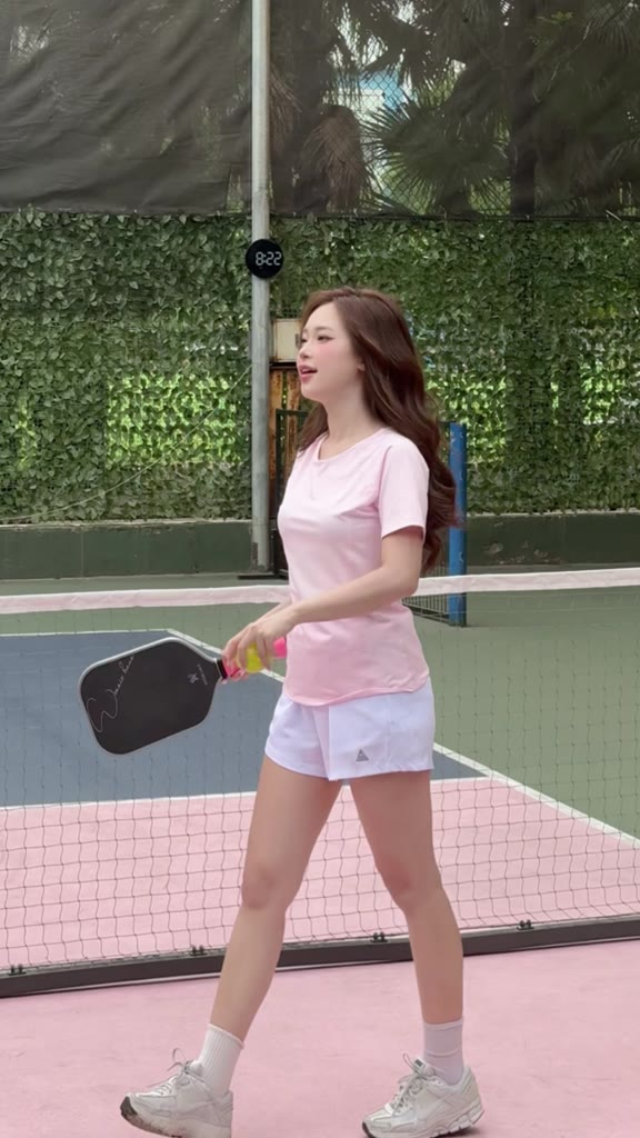 Bộ đồ Pickleball, cầu lông, tennis nữ Fitme áo thun Sigma Hồng, quần đùi thể thao 2 lớp thoáng khí | BigBuy360 - bigbuy360.vn