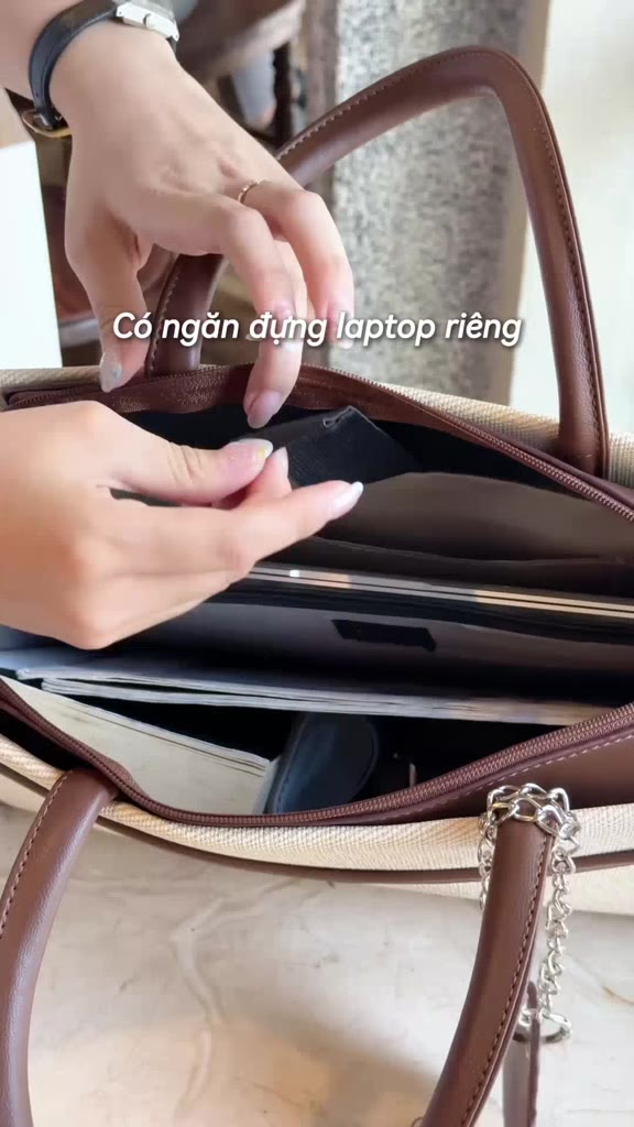 Túi công sở nữ da LIMI (3 màu) Ngăn Laptop Riêng vừa laptop 14inch (SORA) | BigBuy360 - bigbuy360.vn