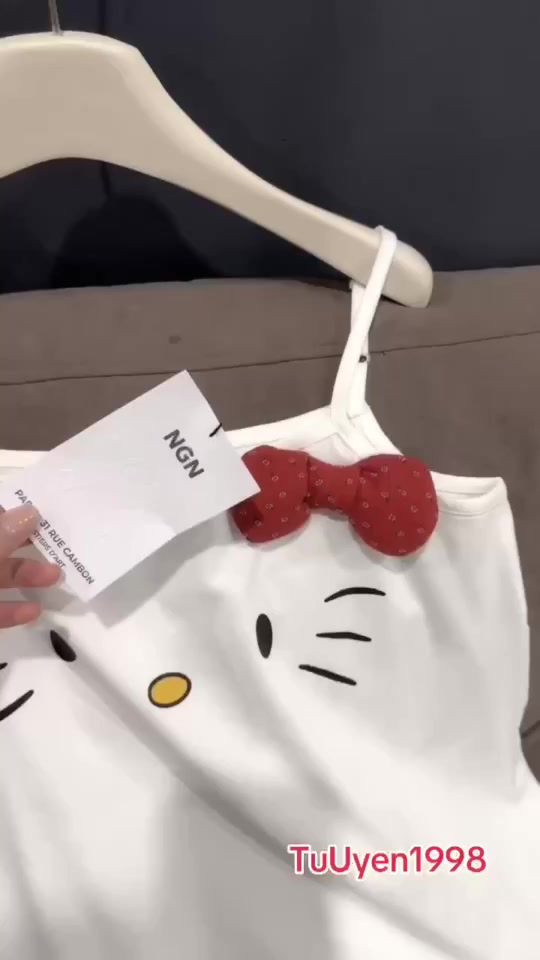 Đầm Ngủ Dễ Thương Hình Mèo Kitty - Váy Ngủ Dáng Suông 2 Dây Chất Cotton Mềm Mịn, Mát Mẻc | BigBuy360 - bigbuy360.vn