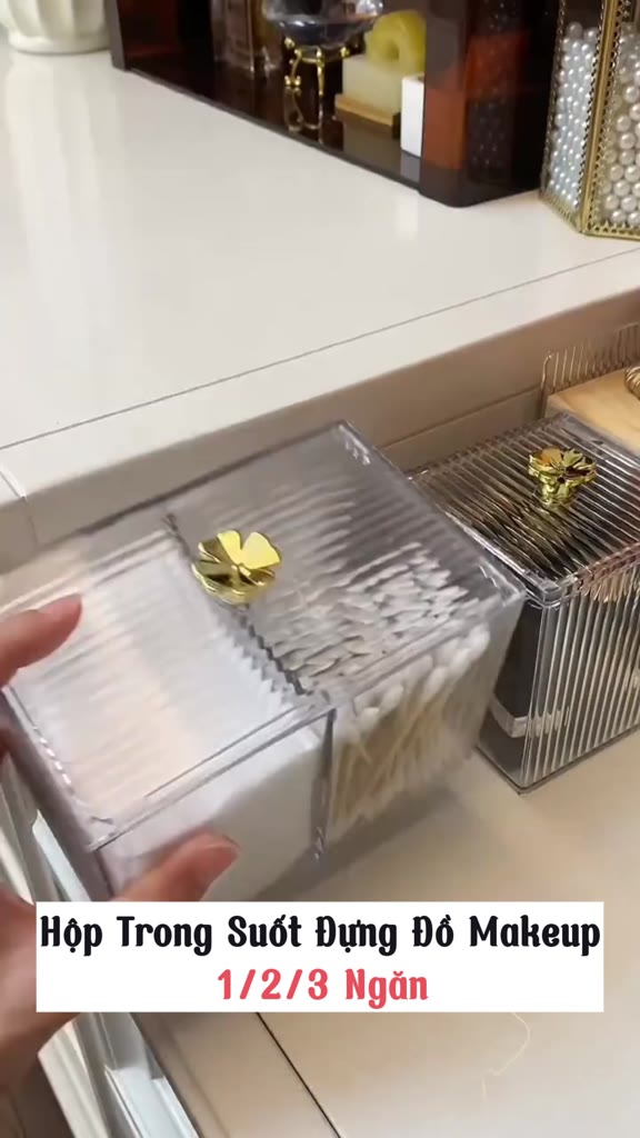 Hộp Đựng Bông Tẩy Trang ENODA HOME, Bông Ngoáy Tai, Đồ Trang Điểm Trong Suốt 3 Ngăn R005 | BigBuy360 - bigbuy360.vn