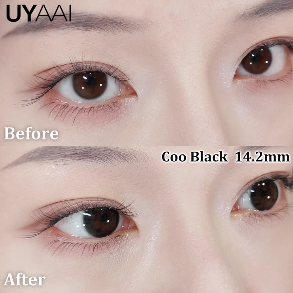 Set (2 chiếc) Kính Áp tròng UYAAI màu đen Độ giãn tròng 14.0/14.2/14.5mm, Độ cận 0.00-4.00 Độ,lens 6 tháng | BigBuy360 - bigbuy360.vn
