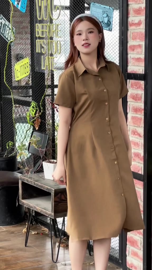 Váy sơ mi BIGSIZE thô mềm chiết eo lưng chun phong cách Ulzzang Thời Trang Banamo Fashion sơ mi thô mềm 5915 | BigBuy360 - bigbuy360.vn