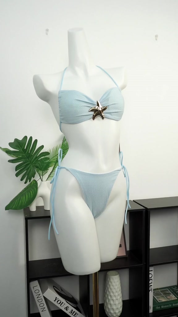 Bikini Hai Mảnh Đi Biển Hình Sao Biển Inox, Bikini Chất Thun Lạnh Xốp Nhăn Sẵn Mút Ngực Sang Chảnh - H26 | BigBuy360 - bigbuy360.vn