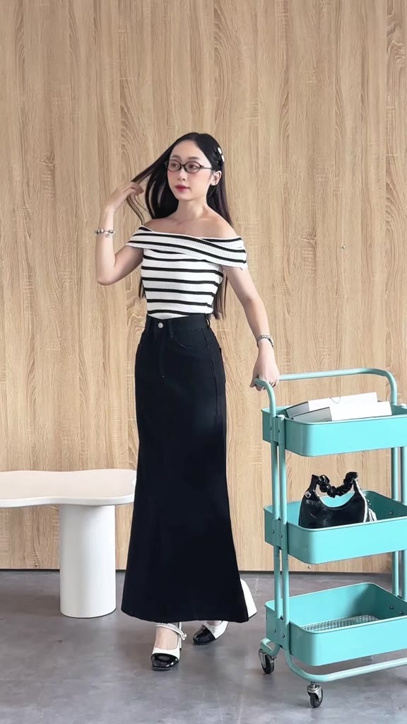 Chân váy jean đuôi cá dáng dài 90cm Mely Fashion xòe nhẹ xẻ sau có túi 2 bên cạp cao tôn dáng che khuyết điểm tốt CV121 | BigBuy360 - bigbuy360.vn