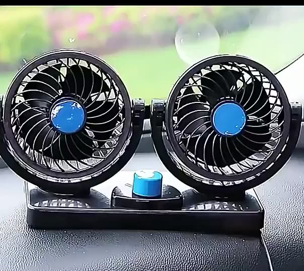 Quạt mini ô tô đơn đôi gắn taplo 5V 12V 24V quay 360 độ siêu mát để bàn phù hợp các loại xe | BigBuy360 - bigbuy360.vn