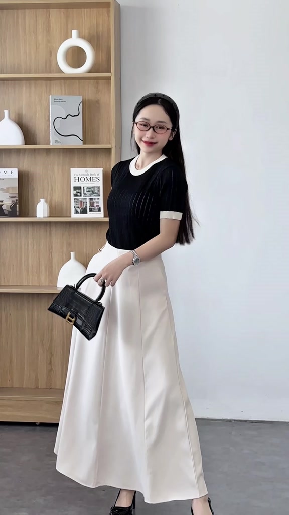 Chân váy dài 90cm dáng suông chữ A Mely Fashion chắp 8 mảnh cạp cao che bụng tốt tôn dáng có túi 2 bên có bigsize CV91 | BigBuy360 - bigbuy360.vn