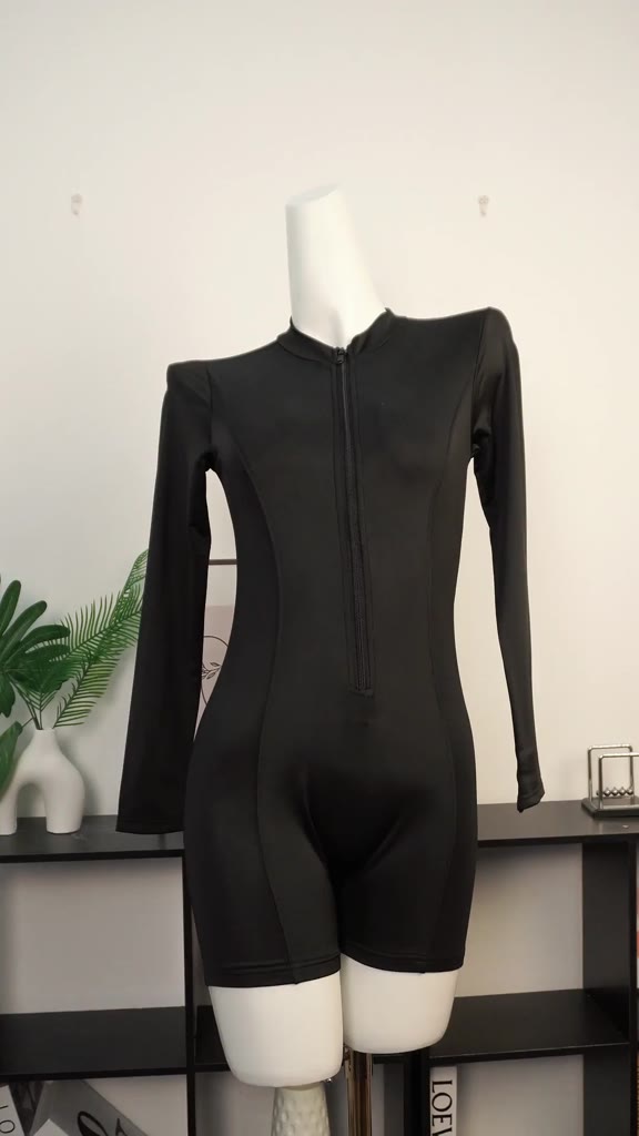 Bikini 1 mảnh đi biển khóa kéo cộc tay, dài tay che khuyết điểm, Đồ bơi nữ liền thân khóa kéo dáng short kín đáo - SW01 | BigBuy360 - bigbuy360.vn