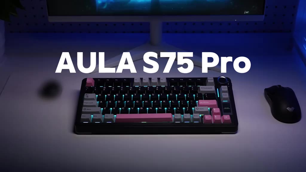 Bàn phím cơ không dây AULA S75 PRO - Màn hình TFT - 3 mode - Full foam - Led RGB - Có núm xoay | BigBuy360 - bigbuy360.vn