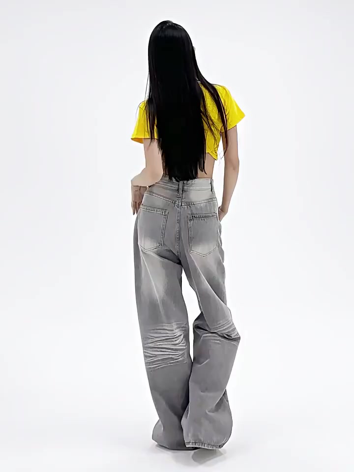 Quần Jean Nữ Ống Suông Rộng Wash RETRO Chất Vải Dày Dặn Màu Đen Trầm GRIND SMOKE V.1 Ulzzang Hàn Quốc 2023 | BigBuy360 - bigbuy360.vn