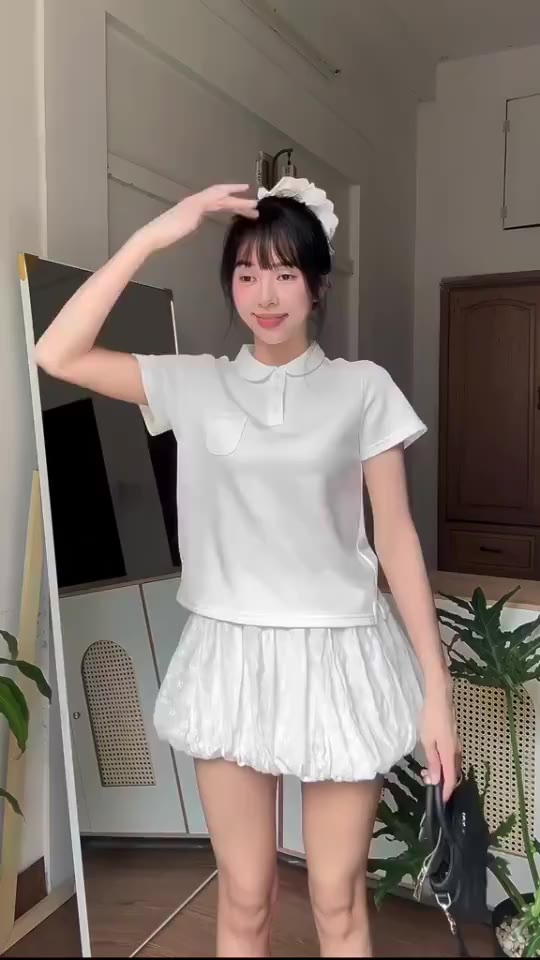 Áo Polo Basic Babytee 𝑩𝒚𝒄𝒂𝒎𝒄𝒂𝒎 Cho Nữ Vải Cá Sấu Cotton Logo Thêu Túi Ngực mintt.house | BigBuy360 - bigbuy360.vn