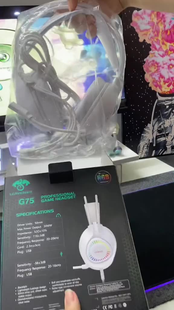 Tai nghe chụp tai Gaming Leaven G75 - Âm thanh 7.1 - LED RGB - Kết nối Dây USB | BigBuy360 - bigbuy360.vn