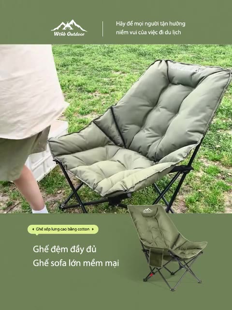 ghế gấp gọn cắm trại Được nhồi bằng cotton 3cm, thoải mái và mềm mại, Tải trọng ổ đĩa 150kg | BigBuy360 - bigbuy360.vn