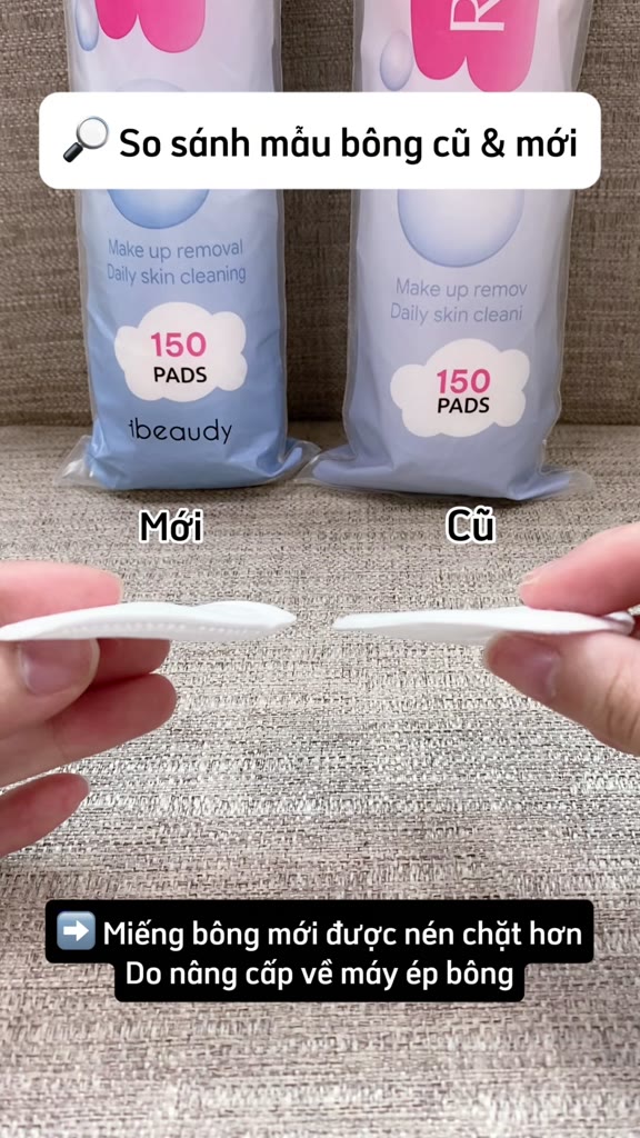 Bông tẩy trang 5 lớp đa năng 2 in 1 100% cotton thiên nhiên Reskin Cotton Puff Dual Mesh 150 miếng | BigBuy360 - bigbuy360.vn