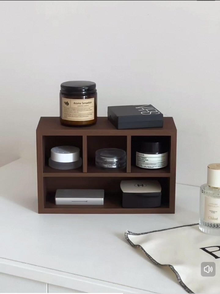 Tủ Kệ Khay Gỗ màu nâu mini xinh Hàn Quốc tối giản để đồ dùng cá nhân để mỹ phẩm nước hoa | BigBuy360 - bigbuy360.vn