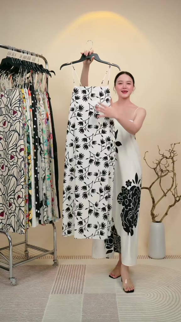 Đầm 2 Dây In Họa Tiết Xinh Sắn Chất Cotton Mịn, Váy Dáng Dài Form Rộng Dễ Mặc Thoải Mãi Thời Trang D55 CEBA BOUTIQUE | BigBuy360 - bigbuy360.vn