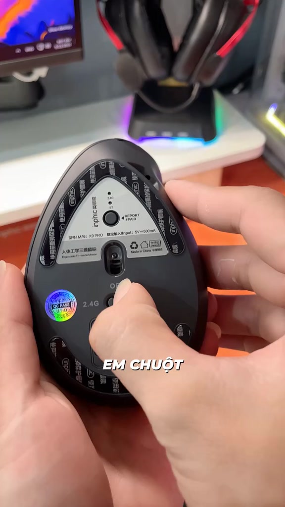 Chuột không dây công thái học SIDOTECH INPHIC X9 sạc pin bluetooth silent chống ồn Vertical Mouse wireless 2.4g máy tính | BigBuy360 - bigbuy360.vn