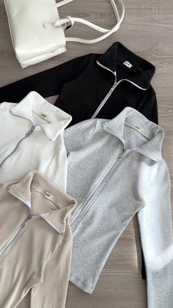 Áo Dài Tay Cổ Lọ VSS Cardigan Vải Thun Gân Co Giãn Mềm Mại Ôm Body Chiết Eo Khóa Kéo Basic - ATD02 | BigBuy360 - bigbuy360.vn