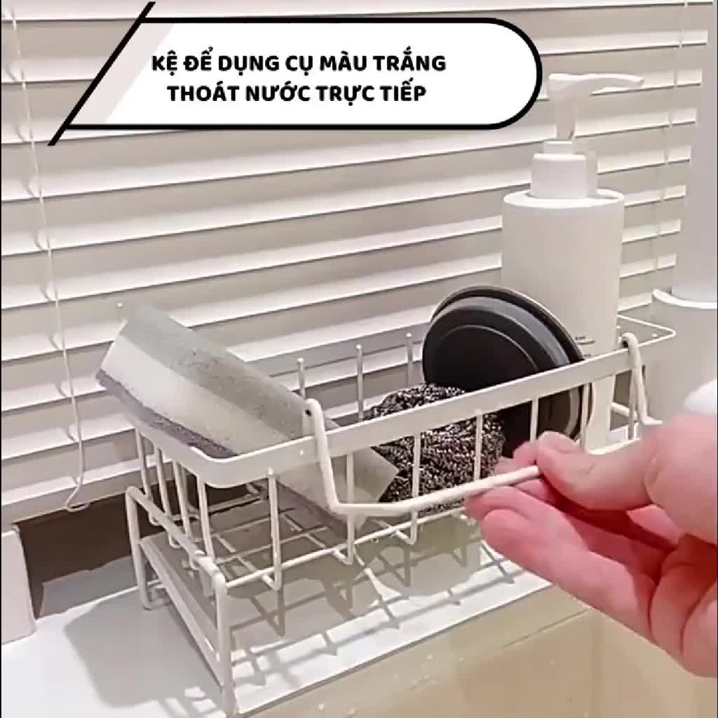 Kệ bồn rửa chén bát tự thoát nước chất liệu thép carbon kèm thanh treo khăn | BigBuy360 - bigbuy360.vn