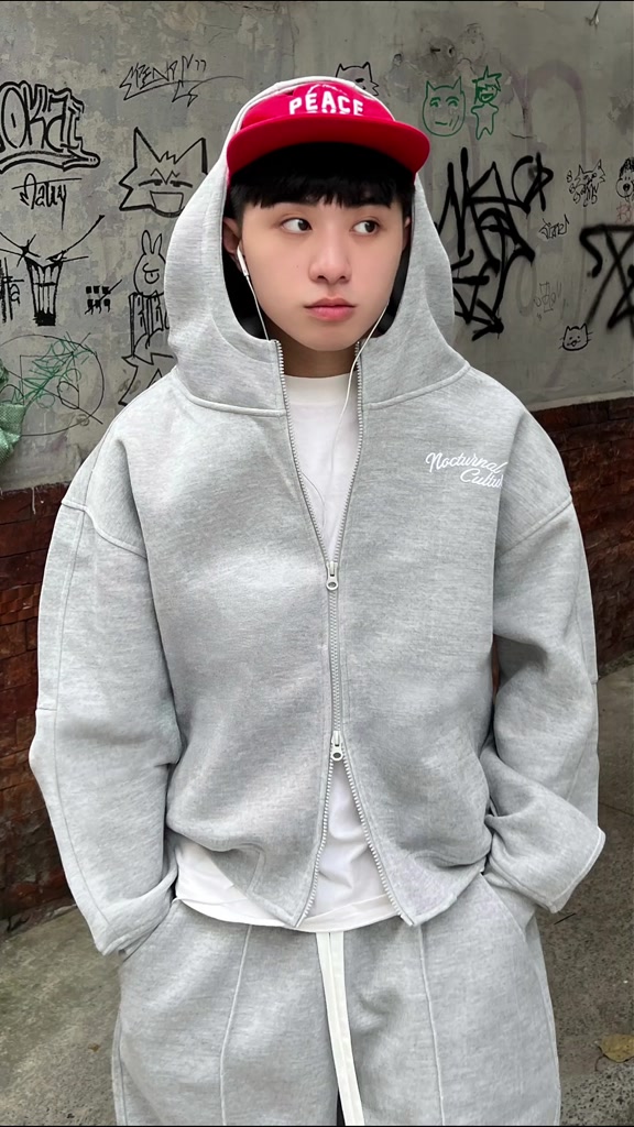 Áo Khoác Hoodie Zip Form Boxy NOCTURNAL Culture Zipper Boxy Hoodie Nam Nữ Unisex Local Brand | BigBuy360 - bigbuy360.vn