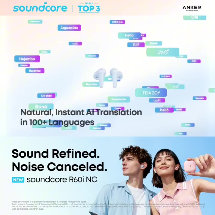 Tai nghe Bluetooth Anker Soundcore R60i NC Chống Ồn Chủ Động ANC, Hi-Res Audio, LDAC, Pin 50H (Bảo Hành 18 Tháng) | BigBuy360 - bigbuy360.vn