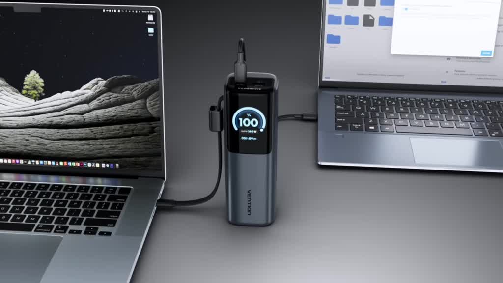 Pin Sạc Dự Phòng 165W 20000mAh Vention Sạc Được Laptop MatBook, Dây Type-C Tích Hợp, Màn Hình AI, 2 Cổng USB-A/C | BigBuy360 - bigbuy360.vn