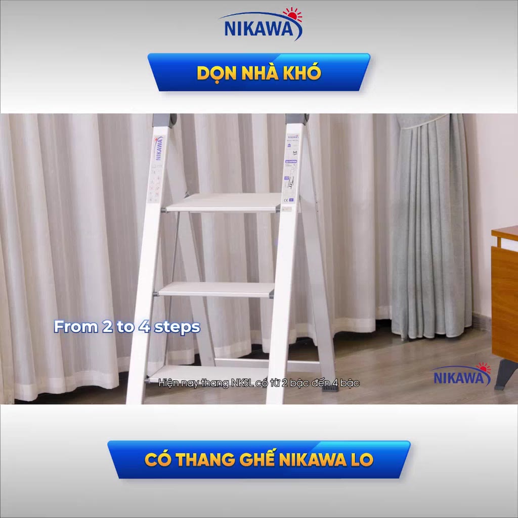 Thang nhôm ghế chữ A NIKAWA NK-3SL 3 bậc gấp gọn đa năng, nhập khẩu Nhật Bản, bảo hành 18 tháng | BigBuy360 - bigbuy360.vn