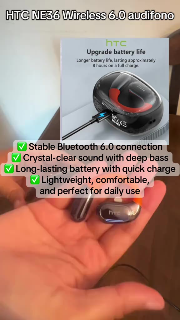 HTC NE36 OWS Tai nghe không dây Bluetooth 6.0 Tai nghe âm thanh nổi 3D Giảm tiếng ồn Hifi Music IPX5 Tai nghe thể thao chống nước | BigBuy360 - bigbuy360.vn