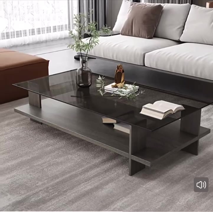 Bàn Trà Kính Cường Lực Chân Gỗ Hiện Đại – Bàn Sofa Phòng Khách Sang Trọng | BigBuy360 - bigbuy360.vn
