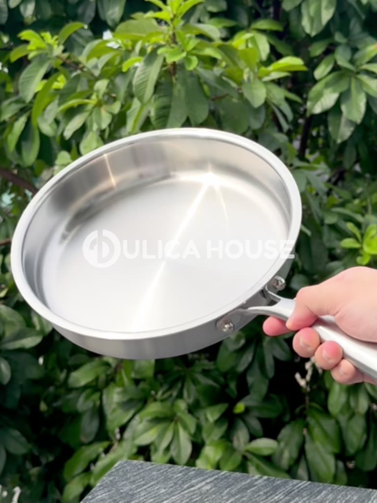 Chảo Inox 304 DULICA HOUSE - Đáy Phẳng Chuyên Chiên Rán, Chống Dính Tự Thân Dày Dặn Sáng Bóng | BigBuy360 - bigbuy360.vn
