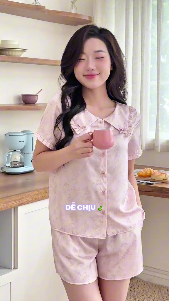 Đồ bộ mặc nhà Mialala pyjama dáng ngắn lụa latin 5464 DMN02015464 | BigBuy360 - bigbuy360.vn
