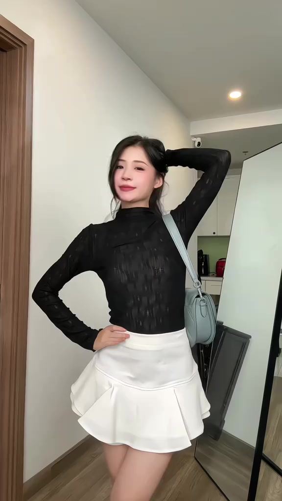 Áo Ren Lưới Cổ Cao Họa Tiết  MILASU Áo nữ Dài Tay Ôm Body Mềm Mại 348 | BigBuy360 - bigbuy360.vn