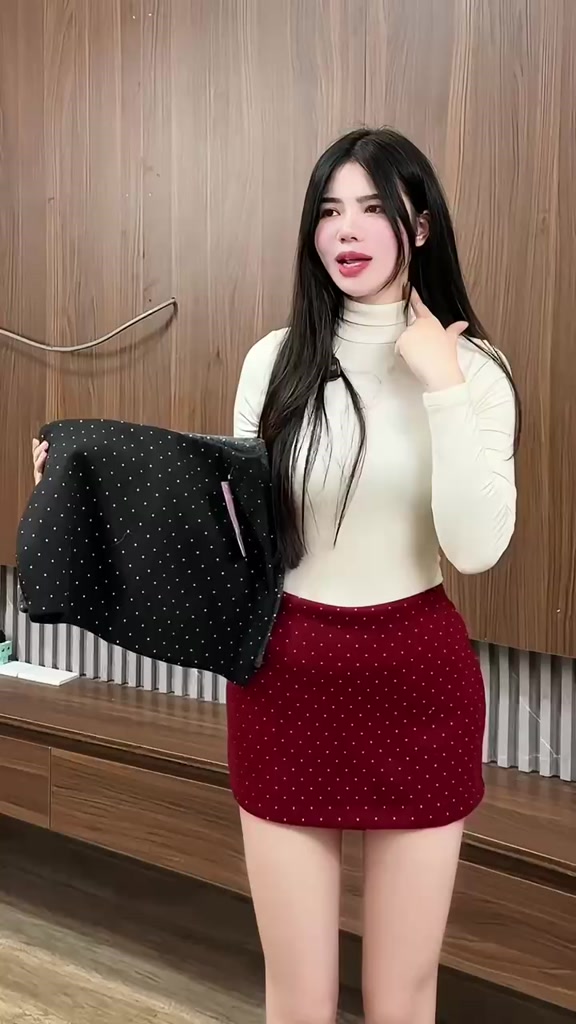 Chân váy dạ ép chấm bi dáng chữ A thời trang, chân váy ngắn có quần bảo hộ | BigBuy360 - bigbuy360.vn