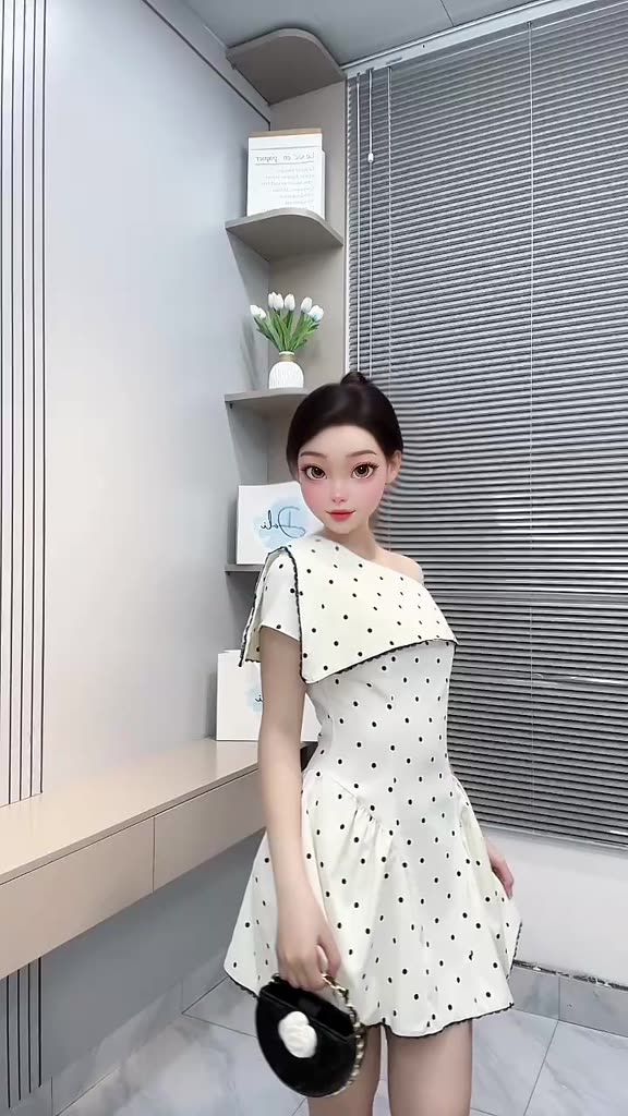 Váy Chấm Bi Vạt Lệch Sang Trọng Chất Liệu Kaki Mềm Đứng Dáng – Tặng Kèm Quần Trong | BigBuy360 - bigbuy360.vn