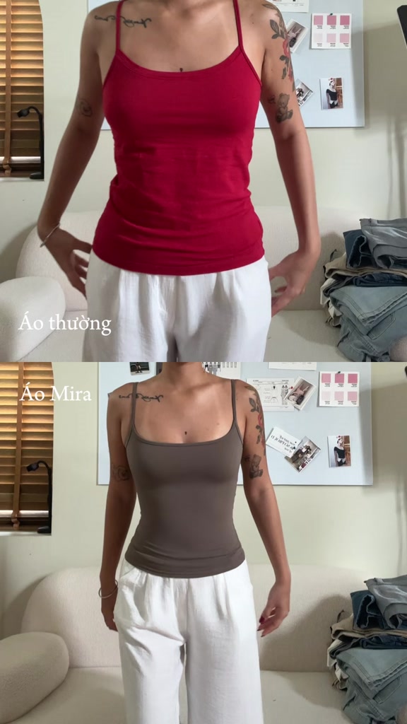 Áo Hai Dây Basic Chiết Eo Vải Thun Cao Cấp Augety Studio MIRA TOP | BigBuy360 - bigbuy360.vn