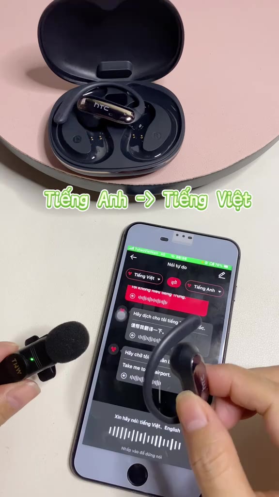 HTC NE52 Tai Nghe Phiên Dịch AI Dịch Tai Nghe bluetooth 6.0 Tai Nghe Dịch Thời Gian Thực Tai Nghe HiFi Al Tai Nghe Không Dây Dịch Tai Nghe Không Dây Tuổi Thọ Pin Dài | BigBuy360 - bigbuy360.vn