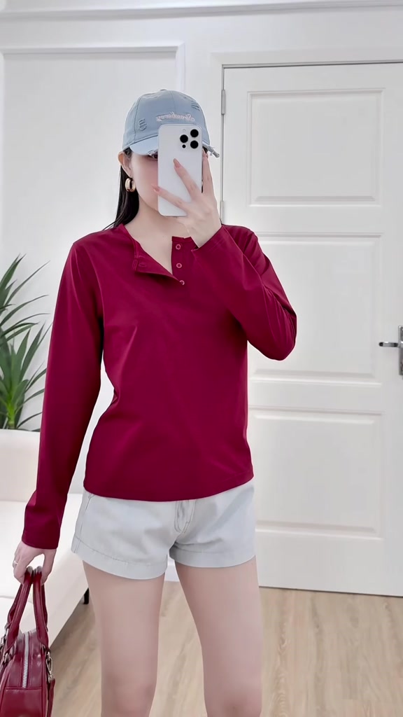 Áo Thun Nữ Dài Tay Cổ Cúc Basic Xinh Đẹp Hottrend 2026 | BigBuy360 - bigbuy360.vn