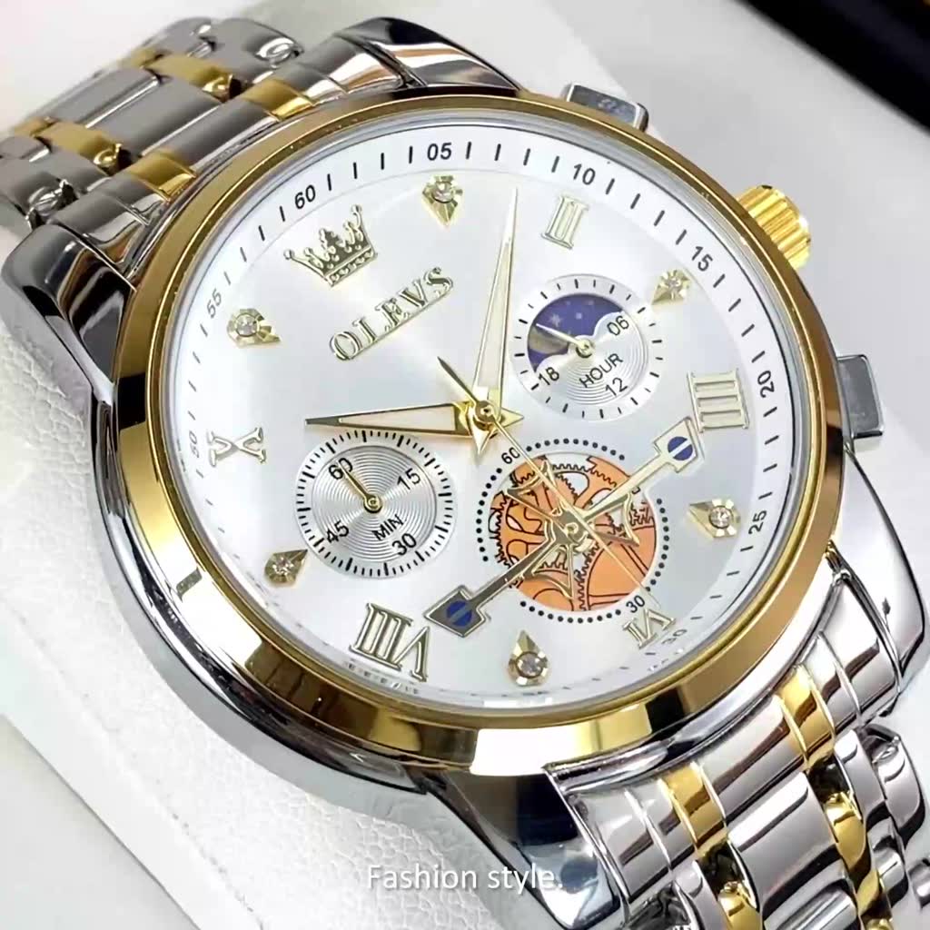 OLEVS Đồng hồ nam chống nước chính hãng dạ quang dây thép không gỉ doanh nhân 2856 | BigBuy360 - bigbuy360.vn