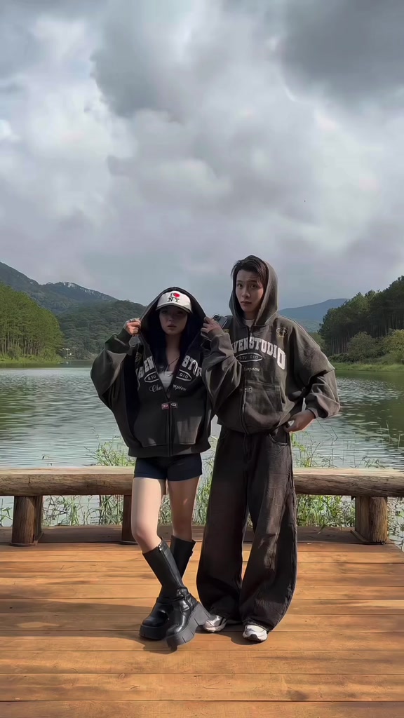 Áo Khoác Hoodie Wash Haven Studio nam nữ form boxy chất nỉ cua màu đen và xanh than | BigBuy360 - bigbuy360.vn