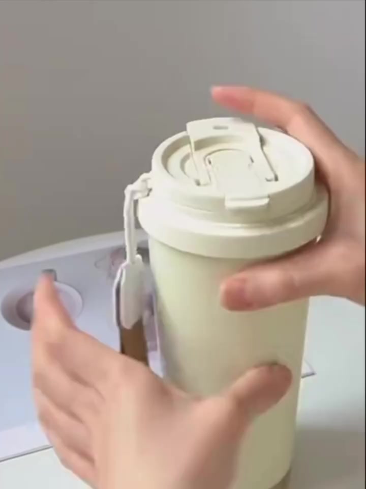 Bình giữ nhiệt Latte Cup inox 316 phủ sứ, ly giữ nhiệt Fan House 530ml có 2 kiểu uống, quai xách | BigBuy360 - bigbuy360.vn