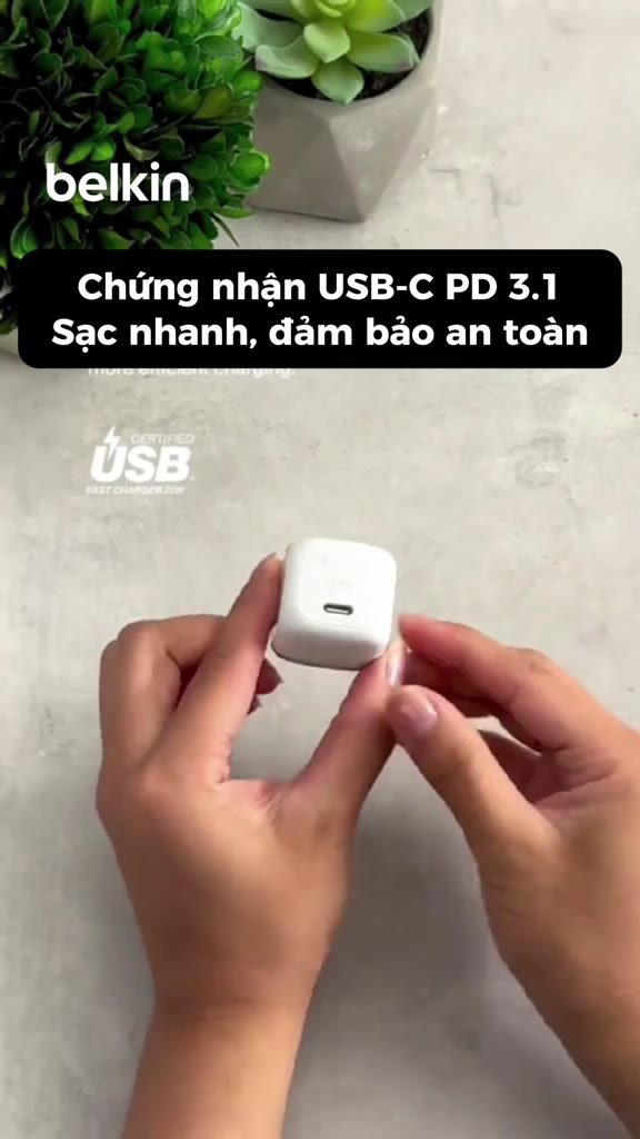 Củ sạc nhanh Belkin 20w / 30w chuẩn PD PPS  nhỏ gọn 1 cổng USB-C an toàn cho iPhone series bảo hành 2 năm | BigBuy360 - bigbuy360.vn