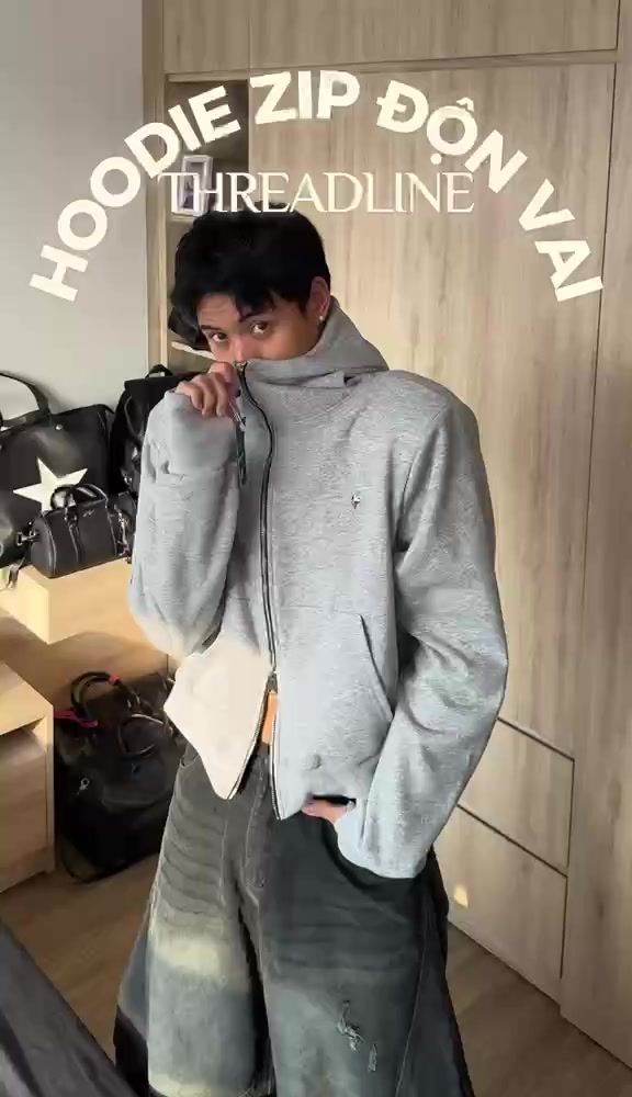 Hoodie Zip Threadline form boxy độn vai | BigBuy360 - bigbuy360.vn